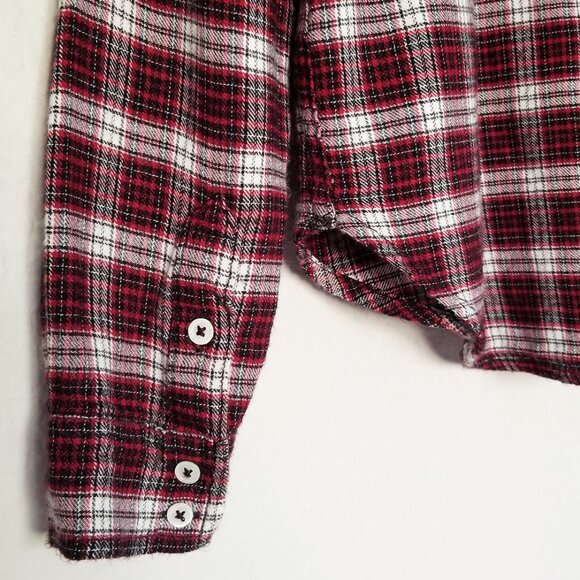 PAIGE Trudy Plaid Button Down Shirt Top XS Flannel Barlow Black Scarlet Red SOFT - Picture 12 of 16